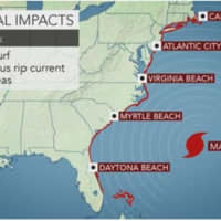 <p>Even if Maria takes the most likely path just offshore of the East Coast, surf and rip currents will increase from south to north along the Atlantic Seaboard this weekend through next week.</p>