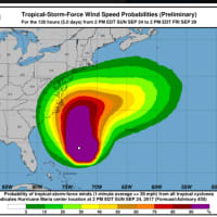 <p>A look at tropical storm force wind speed probabilities from Hurricane Maria.</p>