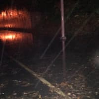 <p>The roadway is under water at Exit 13 on Route 8 in Shelton late Tuesday.</p>