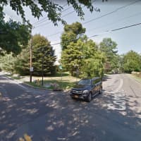 <p>A woman crashed into the grassy area at the intersection of Cornell Street and Weaver Street in Scarsdale.</p>