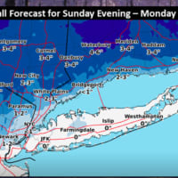 <p>A look at snowfall projections from the Christmas storm, with higher amounts farther north, where 3-4 inches are possible.</p>