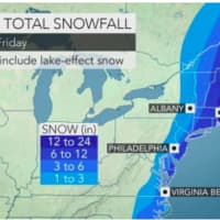 <p>A look at snowfall projections released Thursday morning by AccuWeather.com.</p>