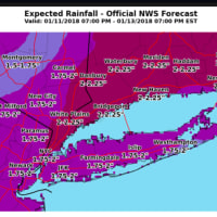 <p>A look at projected rainfall totals for the storm Friday through early Saturday.</p>