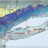 <p>Latest snowfall projections from the National Weather Service, released early Tuesday night.</p>