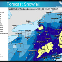 <p>Snowfall projections by the National Weather Service.</p>