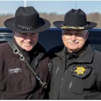 <p>Sgt. David Campbell and Sheriff Carl DuBois</p>