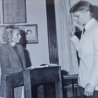 <p>Yorktown Officer John Hassett takes his oath at Town Hall in November 1989. Hassett began his career at the New York Police Department in 1987 and transferred to the Yorktown Police Department, his hometown, in 1989. He&#x27;s a Lakeland High School alum.</p>