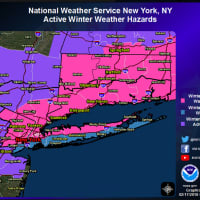 <p>A look at counties where Winter Weather Warnings (pink) and Advisories (purple) are in effect.</p>