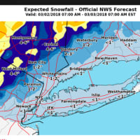 <p>Projected snowfall totals from the Nor&#x27;easter.</p>