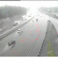 <p>A look at conditions on southbound I-95 in Darien just after 9 a.m. Monday.</p>