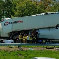<p>A look at the crash scene on I-87.</p>