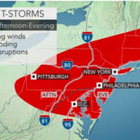 <p>The Hudson Valley is at the center of the area expected to be slammed with severe storms Tuesday afternoon and Tuesday evening.</p>