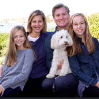 <p>Steve Obsitnik of Westport, a Republican Party candidate for governor, with his wife and teenage daughters.</p>