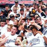 <p>Yale&#x27;s men&#x27;s lacrosse team celebrates the first national championship in school history on Monday in Foxborough, Mass.</p>