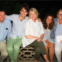 <p>Three of the victims of the plane crash are shown in this photo posted by Martha Stewart, center. They are: builder Ben Krupinski (far left), grandson William Maerov (second from left), and Bonnie Krupinski (far right).</p>