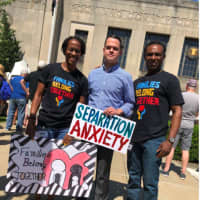 <p>State  Sen. David Carlucci, center, joined
hundreds of residents at the Rockland County Courthouse to show support for families being separated along the Mexican border.</p>