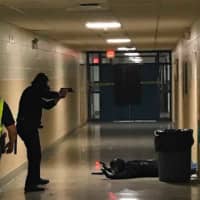 <p>Active shooter training at John Jay High School.</p>