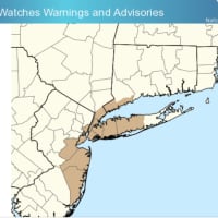 <p>A look at areas where a Wind Advisory is in effect (shaded in brown).</p>