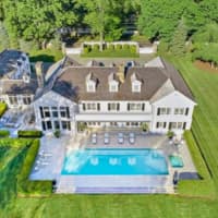 <p>An aerial view of a $6,750,000 mansion for sale in Greenwich. It was previously owned by designer Tommy Hilfiger and the set of two reality TV shows.</p>
