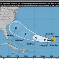 <p>The latest projected path and time for Florence, release Saturday morning.</p>