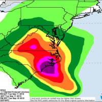 <p>A look at projected rainfall totals for Florence from Friday, Sept. 14 through Tuesday, Sept. 18.</p>