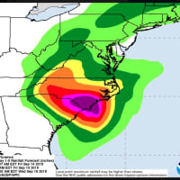 <p>The latest projected rainfall amounts from Florence, released Friday morning.</p>