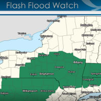 <p>A look at counties (in green) where a Flash Flood Watch is in effect from midnight Tuesday until 2 a.m. Wednesday.</p>