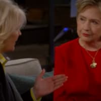 <p>Candace Bergman, left, as Murphy Brown, interviews &quot;Hilary Clendon&quot; aka Hillary Clinton of Chappaqua, for a secretarial job on the reboot of the popular series that debuted on Thursday, Sept. 27.</p>