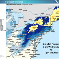 <p>The latest projected snowfall totals for the Nor&#x27;easter, released late Wednesday afternoon by the National Weather Service.</p>