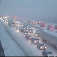 <p>A look at conditions on I-287 at the Saw Mill Parkway at 4:30 p.m. Thursday.</p>