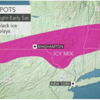 <p>Areas farther north will see a wintry mix and patchy black eye overnight Friday into Saturday.</p>