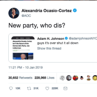 <p>&quot;New party, who dis?&#x27; wrote Alexandria Ocasio-Cortez after retweeted Joe Lieberman&#x27;s comment about her in which he said: &quot;I certainly hope she’s not the future and I don’t believe she is,&quot;</p>