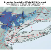<p>A look at projected snowfall amounts show much higher accumulations farther north and west.</p>