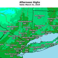 <p>A look at expected high temperatures on Sunday, March 31.</p>