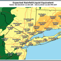 <p>A look at expected rainfall from the storm system that will sweep through the area.</p>