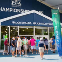 <p>A 60,000-square-foot merchandise tent has been set up at Bethpage Black in advance of the PGA Championship.</p>