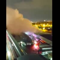 <p>The Pulaski Skyway in Kearny was closed in both directions after a chlorine plant went up in flames, stranding drivers on the roadway Friday night.</p>