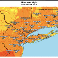 <p>A look at projected high temperatures for Monday, June 24.</p>