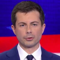 <p>Pete Buttigieg, mayor of South Bend, Indiana,  during Thursday&#x27;s Democratic Party presidential debate.</p>