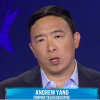 <p>Andrew Yang, a former tech executive, speaks during Thursday&#x27;s Democratic Party presidential debate.</p>