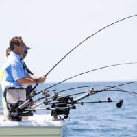 <p>New York Gov. Andrew Cuomo and Attorney General Letitia James his the water upstate during a fishing trip in Oswego.</p>