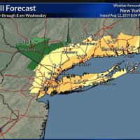 <p>A look at the latest projected rainfall totals for Tuesday, Aug. 13. through Wednesday, Aug. 14.</p>