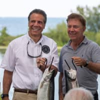 <p>New York Gov. Andrew Cuomo and Connecticut Gov. Ned Lamont hit Lake Ontario</p>