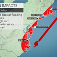 <p>Dorian will bring rain, gusty winds, coastal flooding, high tide, rough surf and high waves to the areas shown above.</p>