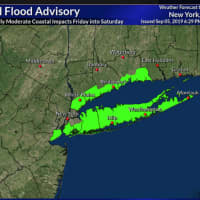 <p>A Coastal Flood Advisory is in effect from 1 p.m. Friday, Sept. 6 until 9 p.m. Saturday, Sept. 7 for Long Island and southern Westchester and Fairfield counties.</p>