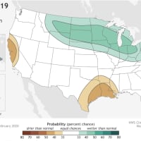 <p>This 2019-20 Winter Outlook map for precipitation shows wetter-than-average weather is most likely across the Northern Tier of the United States this coming winter.</p>