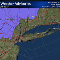 <p>A Winter Weather Advisory has been issued for the counties shown in purple, including Dutchess, Orange, Sullivan and Ulster.</p>