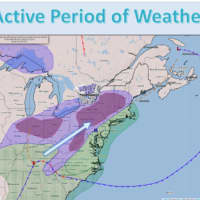 <p>A look at the storm system that will sweep through the area overnight.</p>