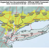 <p>Projected ice accumulations released early Monday morning by the National Weather Service.</p>
