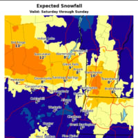 <p>National Weather Service projections for snowfall for farther north, released Friday morning, Jan. 17.</p>
